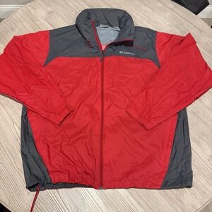 Columbia Glennaker Lake Rain Jacket Mens XL Red Packable Hood Hiking Waterproof